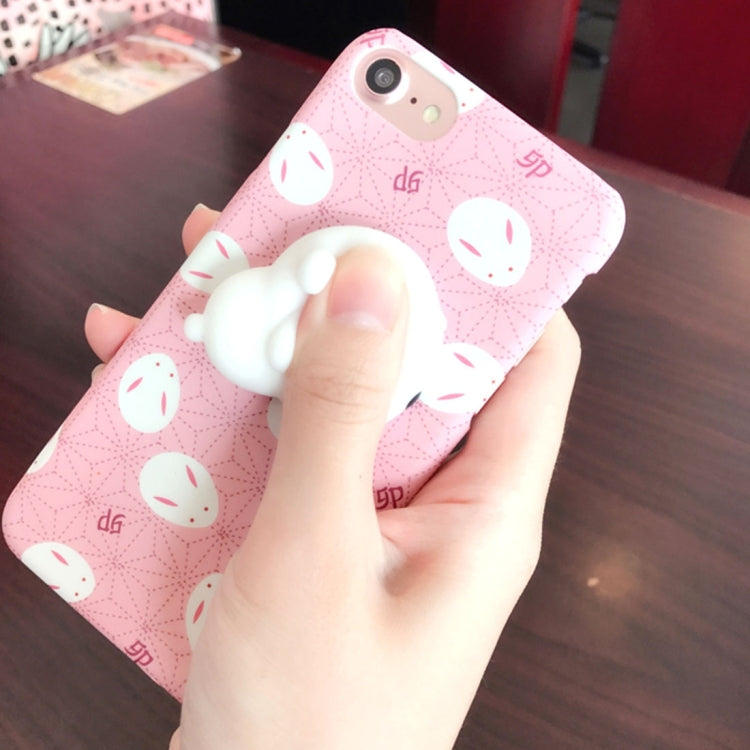 For  iPhone 8 & 7  3D Lovely Rabbit Cartoon Pattern Squeeze Relief IMD Workmanship Squishy Ultra-thin Frosted Protective Back Cover Case