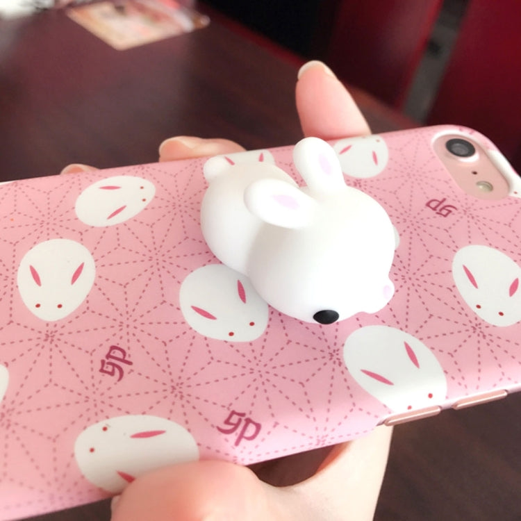 For  iPhone 8 & 7  3D Lovely Rabbit Cartoon Pattern Squeeze Relief IMD Workmanship Squishy Ultra-thin Frosted Protective Back Cover Case