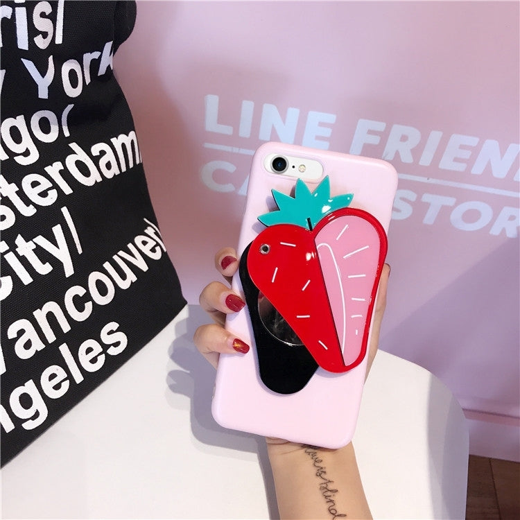 For  iPhone 8 & 7  IMD Workmanship Strawberry Pattern Mirror Protective Back Cover Case(Pink)
