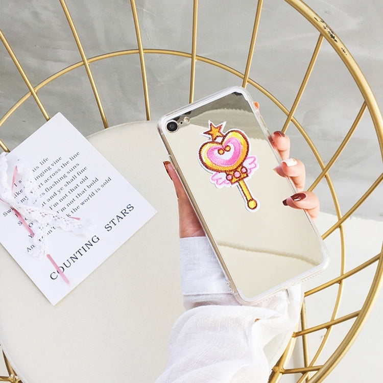For  iPhone 8 & 7  Electroplating Mirror Embroidery Magic Wand Pattern Full Coverage Shockproof Protective Back Cover Case