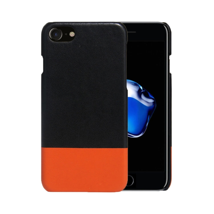 For  iPhone 8 & 7  Fashionable Color Matching Bicolourable PC + PU Leather Back Cover Case