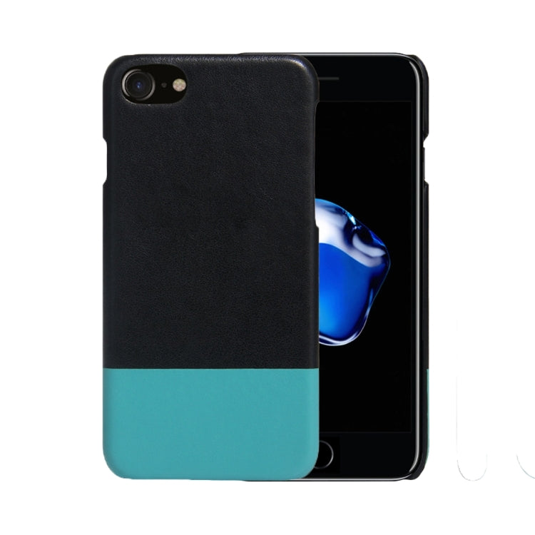 For  iPhone 8 & 7  Fashionable Color Matching Bicolourable PC + PU Leather Back Cover Case