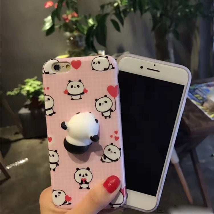 For  iPhone 8 & 7  3D Lovely Panda Pattern Squeeze Relief IMD Workmanship Squishy Dropproof Protective Back Cover Case