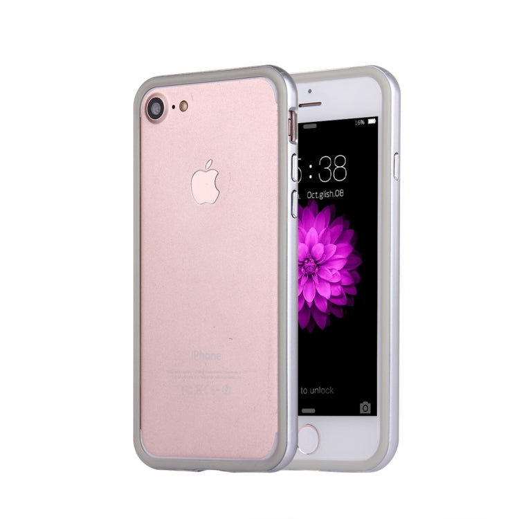 For  iPhone 8 & 7  Silicone + Metal Aluminum Bumper Frame(Silver)