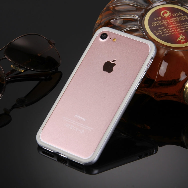 For  iPhone 8 & 7  Silicone + Metal Aluminum Bumper Frame(Silver)