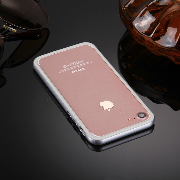 For  iPhone 8 & 7  Silicone + Metal Aluminum Bumper Frame(Silver)