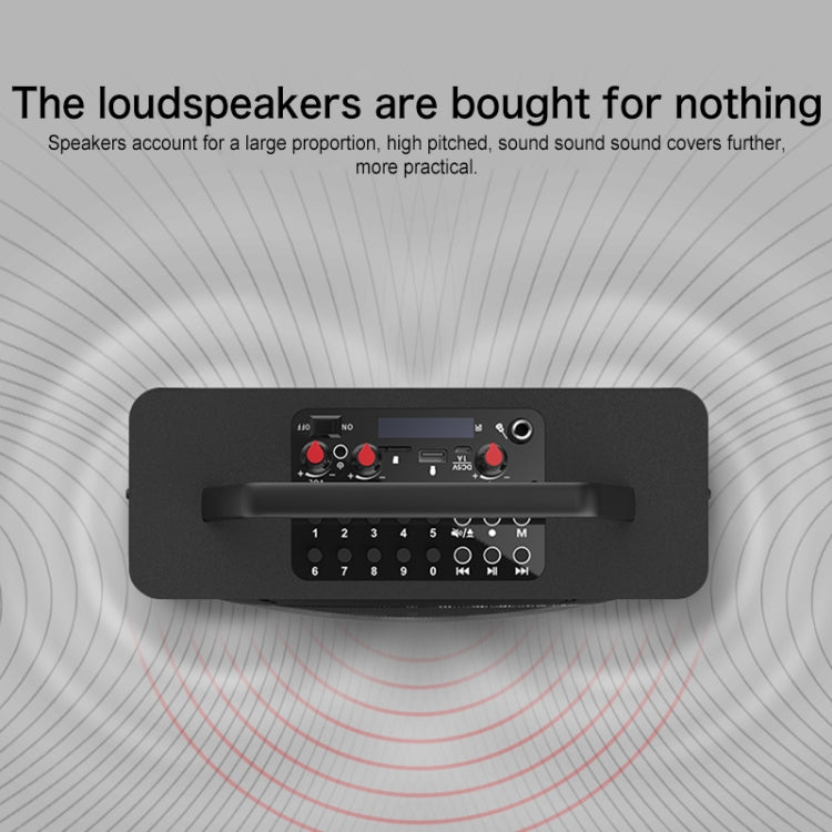 M10 Subwoofer Bluetooth Speaker, Support Cancellation of Original Sound & Independent Reverberation Adjustment & Wired / Wireless Microphone Amplification & FM & Recording & Remote Control & 3.5mm AUX