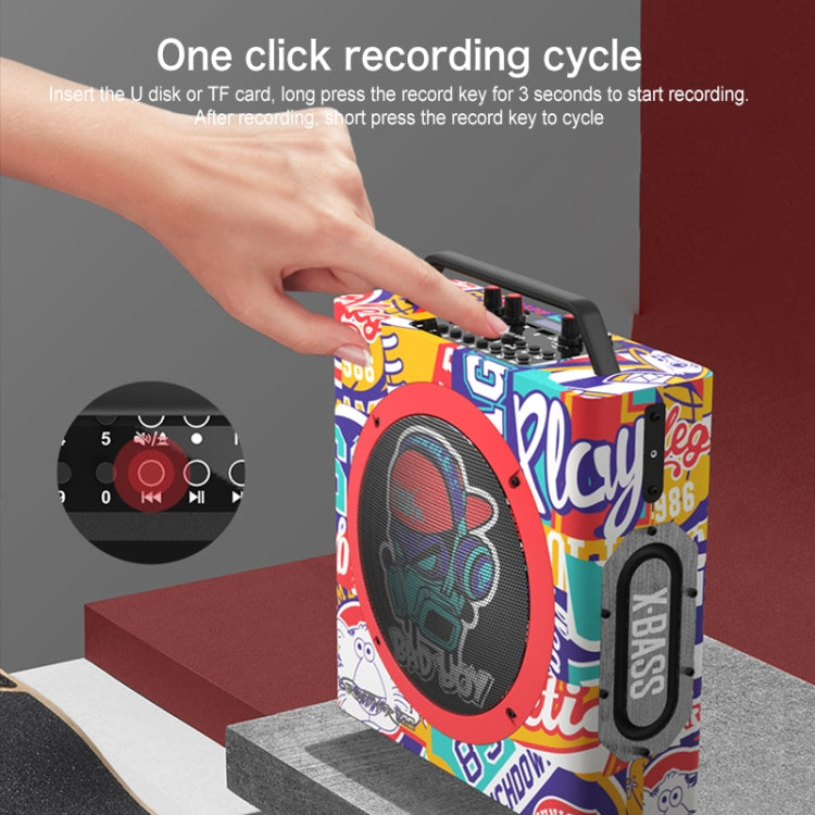 M10 Subwoofer Bluetooth Speaker, Support Cancellation of Original Sound & Independent Reverberation Adjustment & Wired / Wireless Microphone Amplification & FM & Recording & Remote Control & 3.5mm AUX