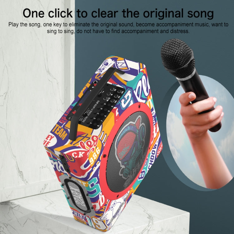 M10 Subwoofer Bluetooth Speaker, Support Cancellation of Original Sound & Independent Reverberation Adjustment & Wired / Wireless Microphone Amplification & FM & Recording & Remote Control & 3.5mm AUX