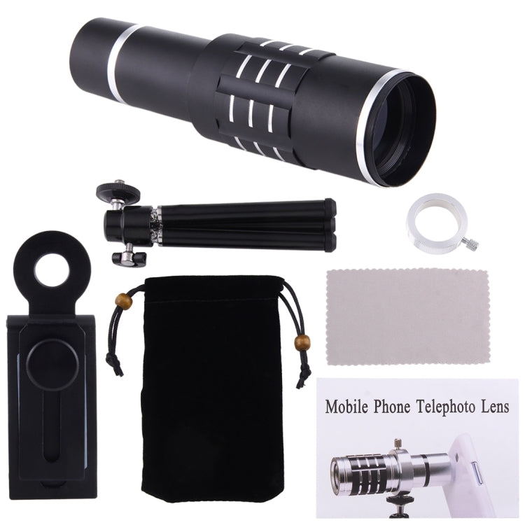 Universal 18X Magnification Lens Mobile Phone 3 in 1 Telescope + Tripod Mount + Mobile Phone Clip