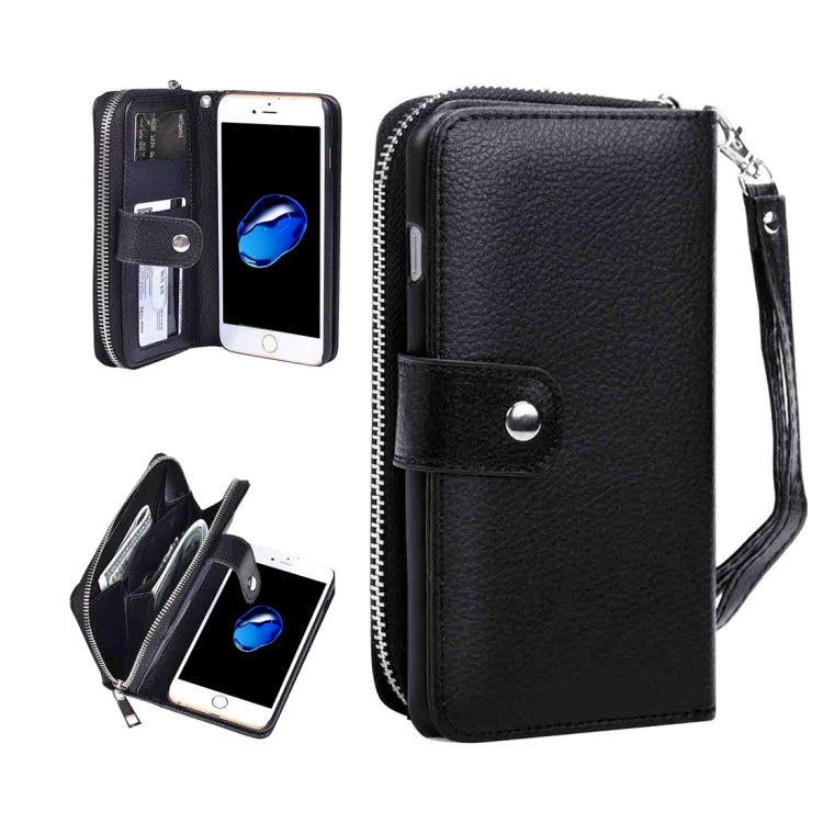 For  iPhone 8 & 7  Separable Litchi Texture Zipper Horizontal Flip Leather Case with Card Slots & Wallet & Photo Frame & Lanyard