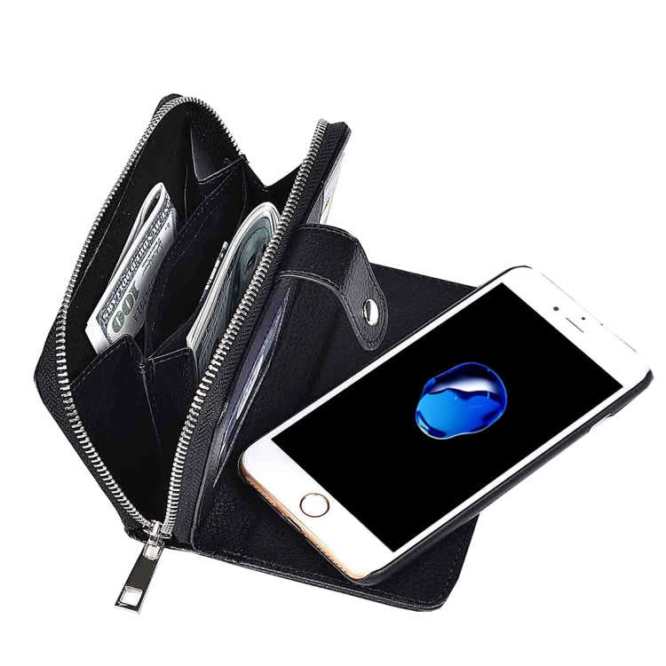 For  iPhone 8 & 7  Separable Litchi Texture Zipper Horizontal Flip Leather Case with Card Slots & Wallet & Photo Frame & Lanyard