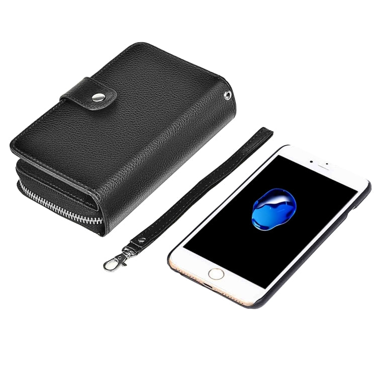 For  iPhone 8 & 7  Separable Litchi Texture Zipper Horizontal Flip Leather Case with Card Slots & Wallet & Photo Frame & Lanyard
