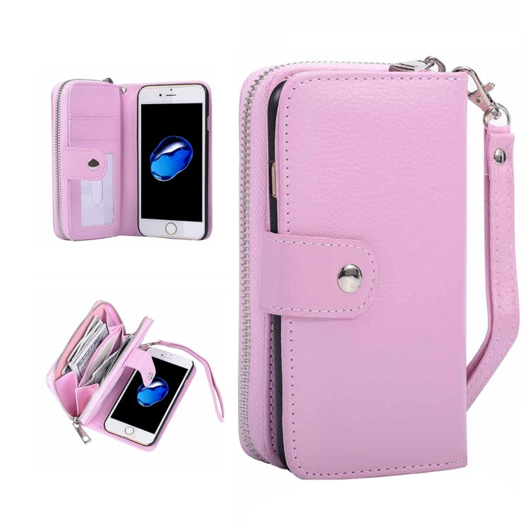 For  iPhone 8 & 7  Separable Litchi Texture Zipper Horizontal Flip Leather Case with Card Slots & Wallet & Photo Frame & Lanyard