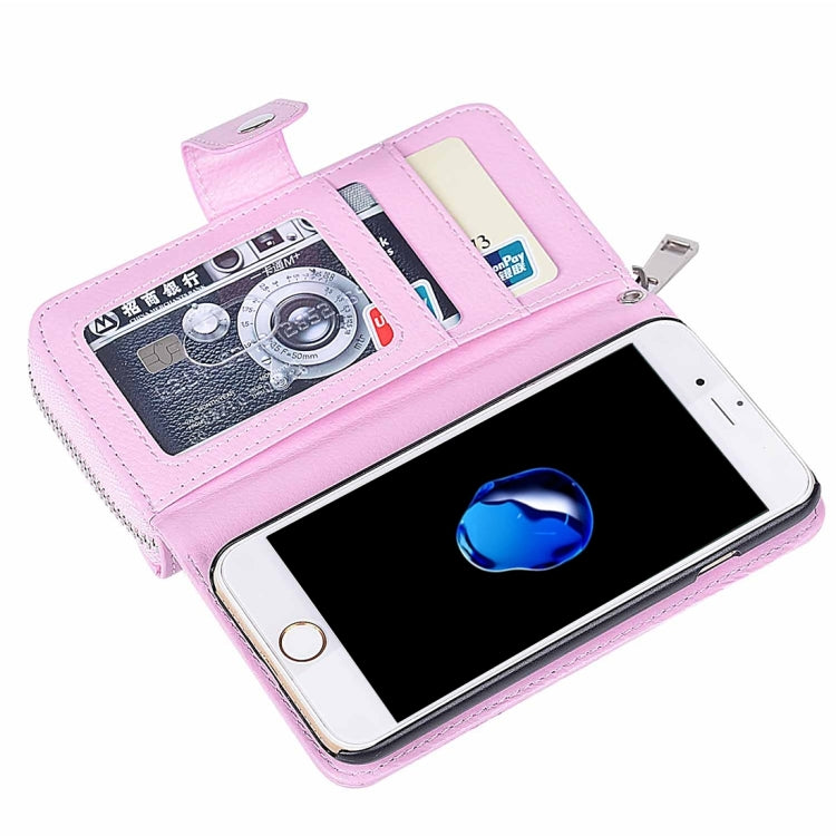 For  iPhone 8 & 7  Separable Litchi Texture Zipper Horizontal Flip Leather Case with Card Slots & Wallet & Photo Frame & Lanyard