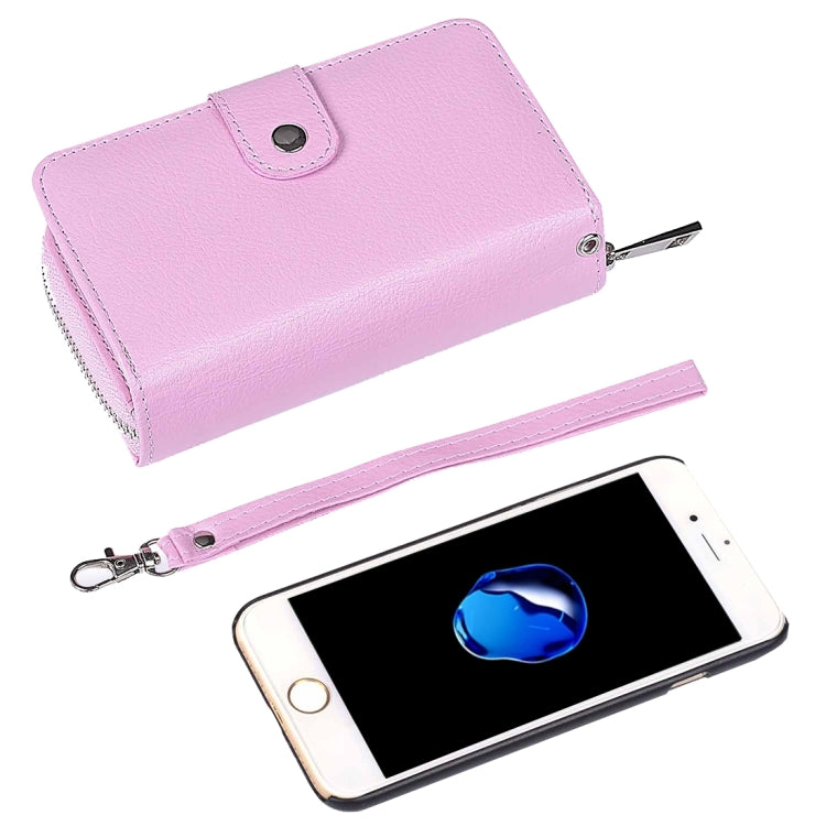 For  iPhone 8 & 7  Separable Litchi Texture Zipper Horizontal Flip Leather Case with Card Slots & Wallet & Photo Frame & Lanyard