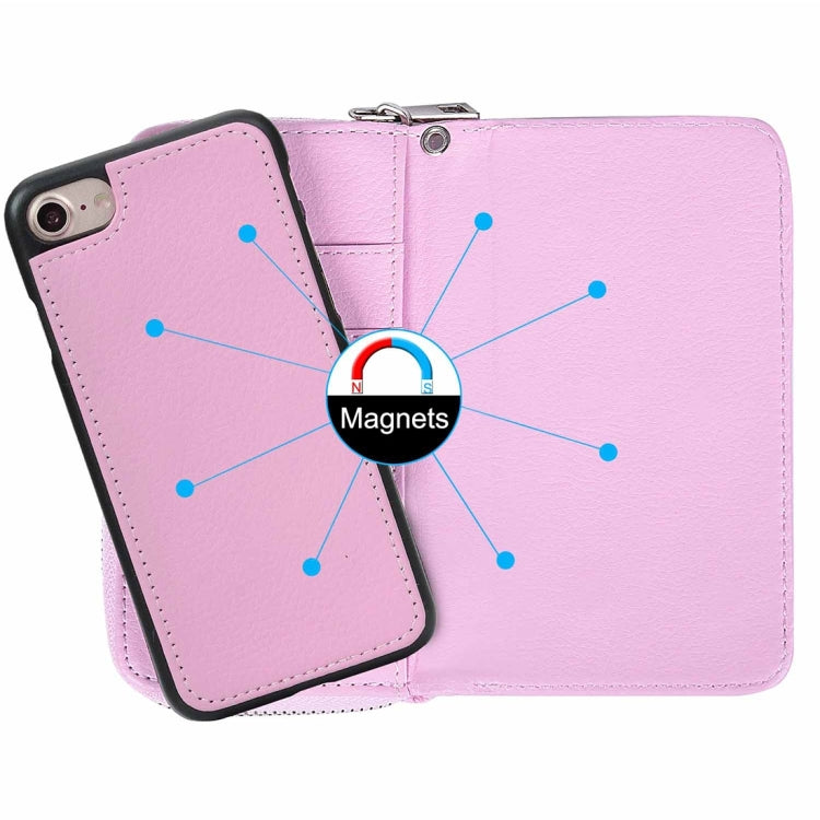 For  iPhone 8 & 7  Separable Litchi Texture Zipper Horizontal Flip Leather Case with Card Slots & Wallet & Photo Frame & Lanyard