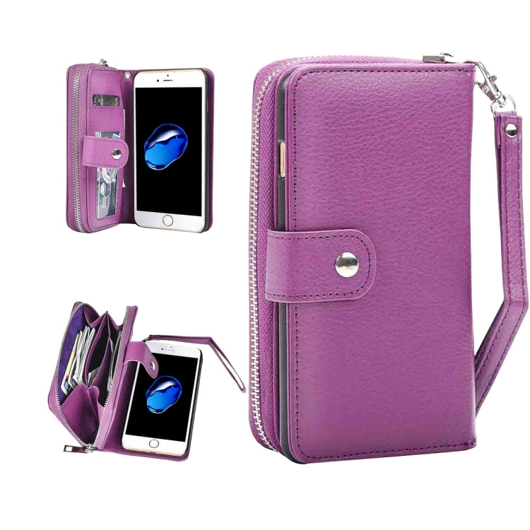 For  iPhone 8 & 7  Separable Litchi Texture Zipper Horizontal Flip Leather Case with Card Slots & Wallet & Photo Frame & Lanyard