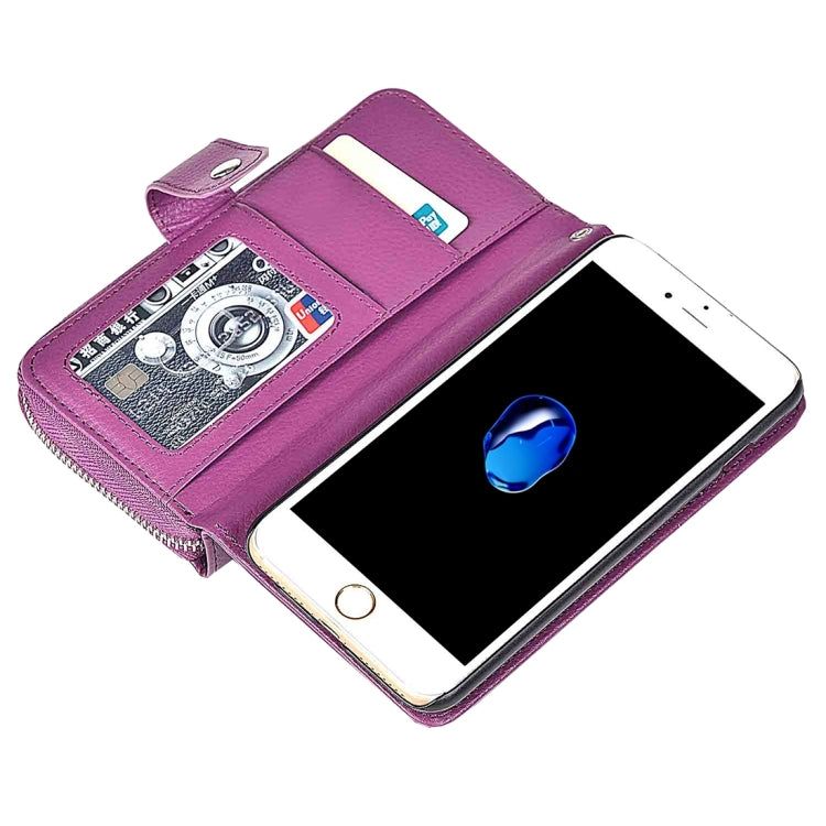 For  iPhone 8 & 7  Separable Litchi Texture Zipper Horizontal Flip Leather Case with Card Slots & Wallet & Photo Frame & Lanyard