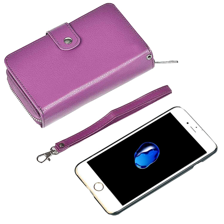 For  iPhone 8 & 7  Separable Litchi Texture Zipper Horizontal Flip Leather Case with Card Slots & Wallet & Photo Frame & Lanyard