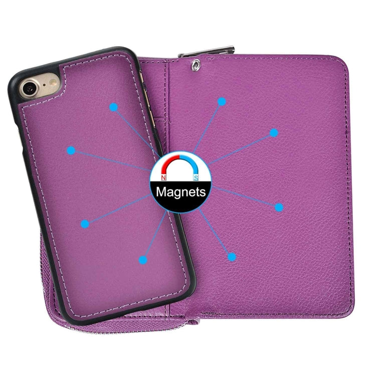 For  iPhone 8 & 7  Separable Litchi Texture Zipper Horizontal Flip Leather Case with Card Slots & Wallet & Photo Frame & Lanyard
