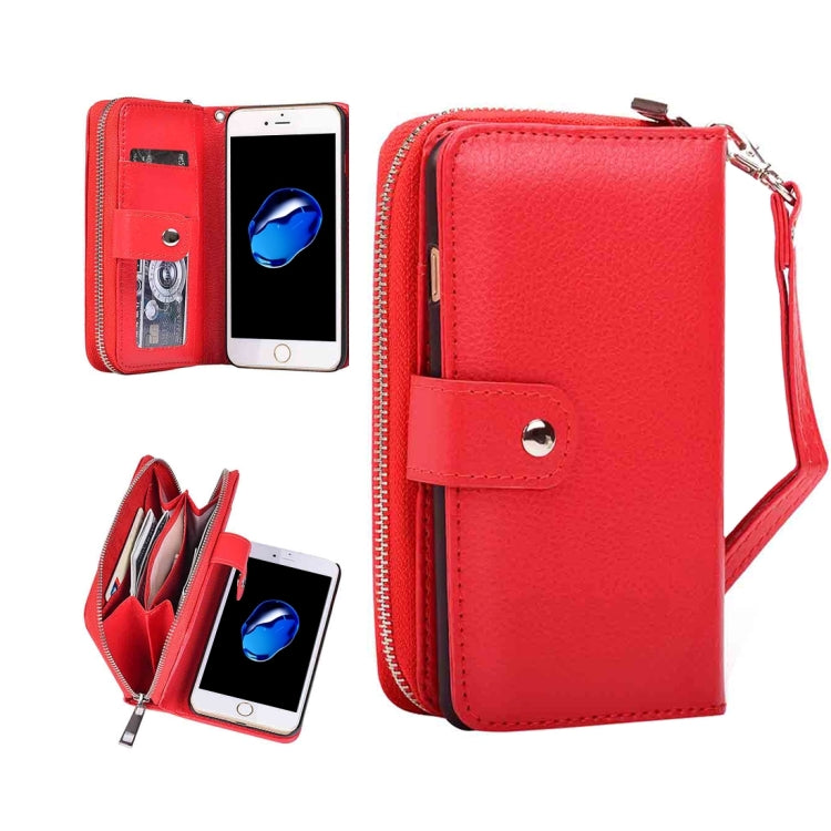 For  iPhone 8 & 7  Separable Litchi Texture Zipper Horizontal Flip Leather Case with Card Slots & Wallet & Photo Frame & Lanyard