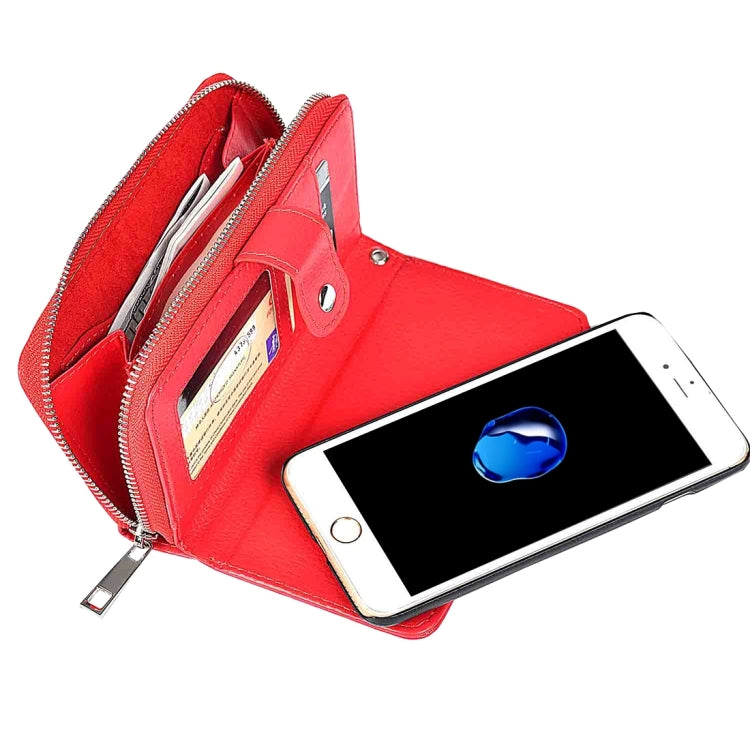 For  iPhone 8 & 7  Separable Litchi Texture Zipper Horizontal Flip Leather Case with Card Slots & Wallet & Photo Frame & Lanyard