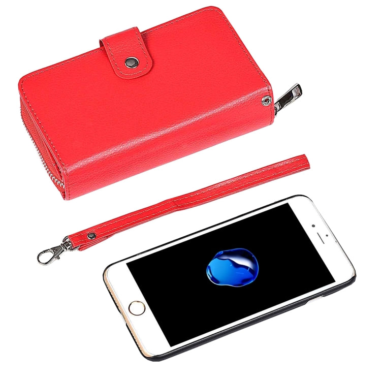 For  iPhone 8 & 7  Separable Litchi Texture Zipper Horizontal Flip Leather Case with Card Slots & Wallet & Photo Frame & Lanyard