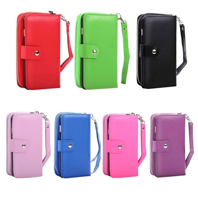 For  iPhone 8 & 7  Separable Litchi Texture Zipper Horizontal Flip Leather Case with Card Slots & Wallet & Photo Frame & Lanyard