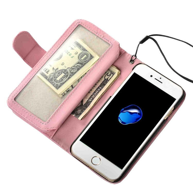 For  iPhone 8 & 7  Plain Weave Texture Horizontal Flip Leather Case with 2 Pages of Card Slots & Wallet & Photo Frame & Lanyard