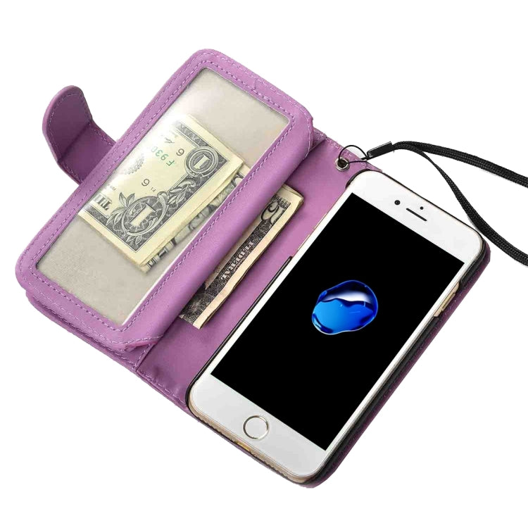 For  iPhone 8 & 7  Plain Weave Texture Horizontal Flip Leather Case with 2 Pages of Card Slots & Wallet & Photo Frame & Lanyard