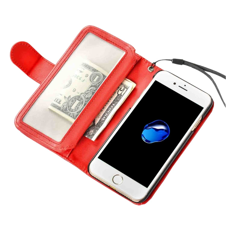 For  iPhone 8 & 7  Plain Weave Texture Horizontal Flip Leather Case with 2 Pages of Card Slots & Wallet & Photo Frame & Lanyard