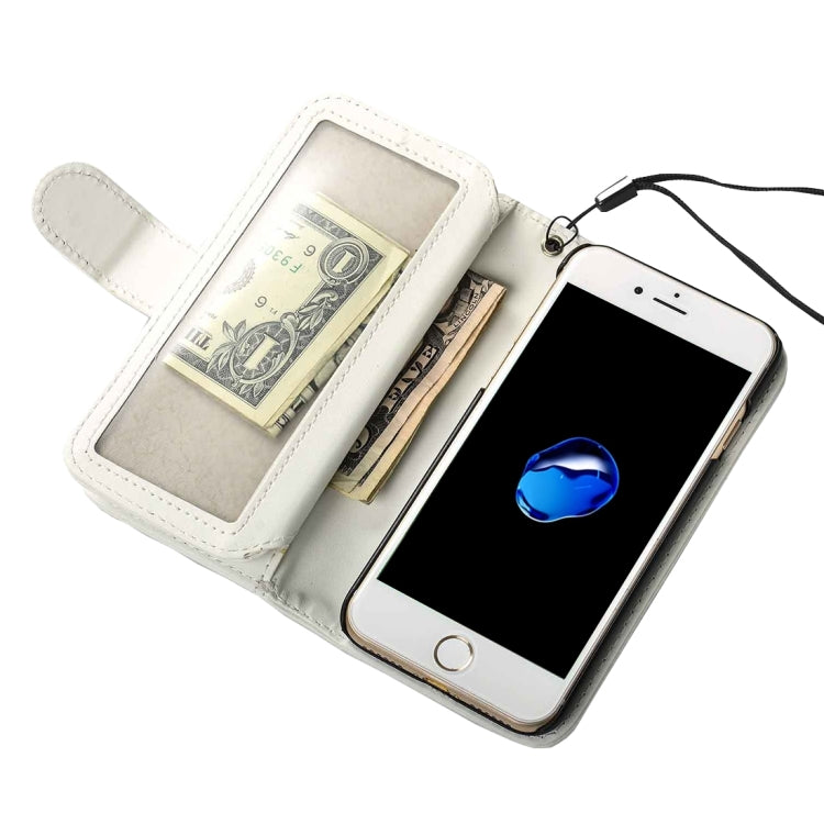 For  iPhone 8 & 7  Plain Weave Texture Horizontal Flip Leather Case with 2 Pages of Card Slots & Wallet & Photo Frame & Lanyard