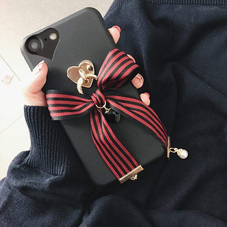 For  iPhone 8 & 7  Bowknot Ribbon Style Soft TPU Protective Back Cover Case with Jewel Pendant