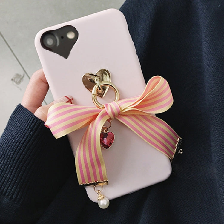 For  iPhone 8 & 7  Bowknot Ribbon Style Soft TPU Protective Back Cover Case with Jewel Pendant
