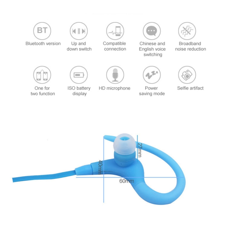 BT-1 Wireless Bluetooth In-ear Headphone Sports Headset with Microphones, for Smartphone, Built-in Bluetooth Wireless Transmission, Transmission Distance: within 10m