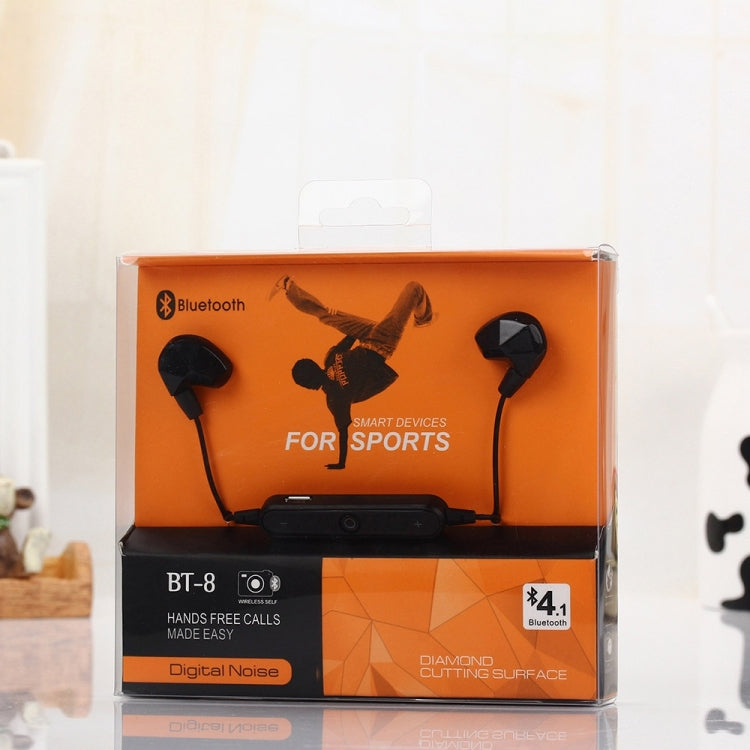 BT-8 Wireless Bluetooth In-ear Headphone Sports Headset with Microphones, for Smartphone, Built-in Bluetooth Wireless Transmission, Transmission Distance: within 10m