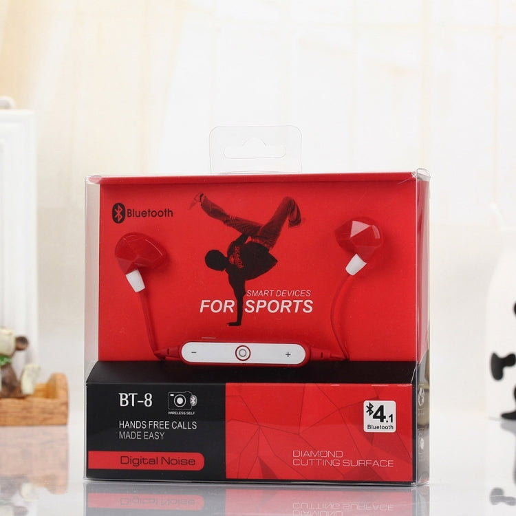 BT-8 Wireless Bluetooth In-ear Headphone Sports Headset with Microphones, for Smartphone, Built-in Bluetooth Wireless Transmission, Transmission Distance: within 10m