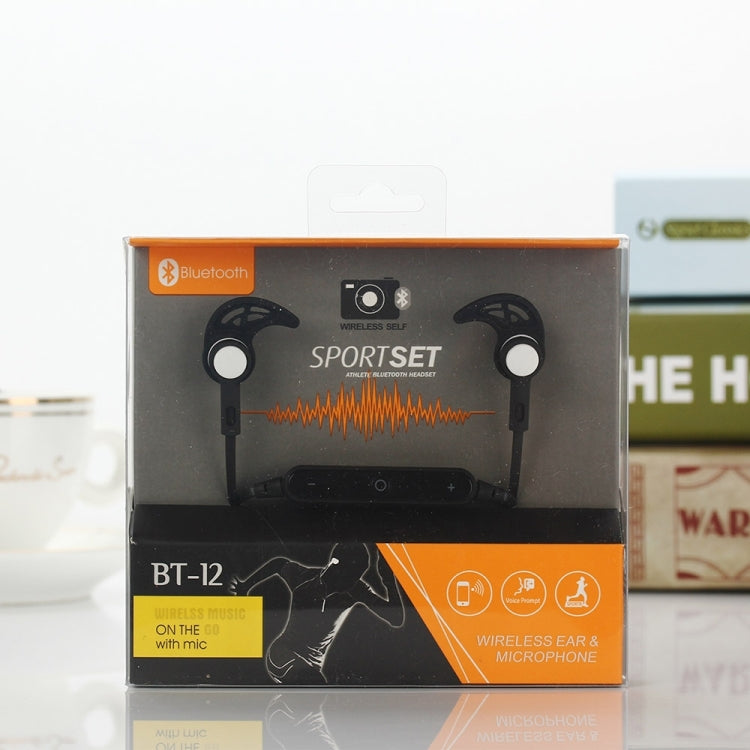 BT-12 Wireless Bluetooth In-ear Headphone Sports Headset with Microphones, for Smartphone, Built-in Bluetooth Wireless Transmission, Transmission Distance: within 10m