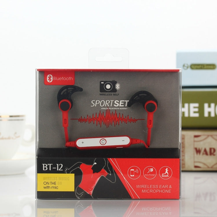 BT-12 Wireless Bluetooth In-ear Headphone Sports Headset with Microphones, for Smartphone, Built-in Bluetooth Wireless Transmission, Transmission Distance: within 10m