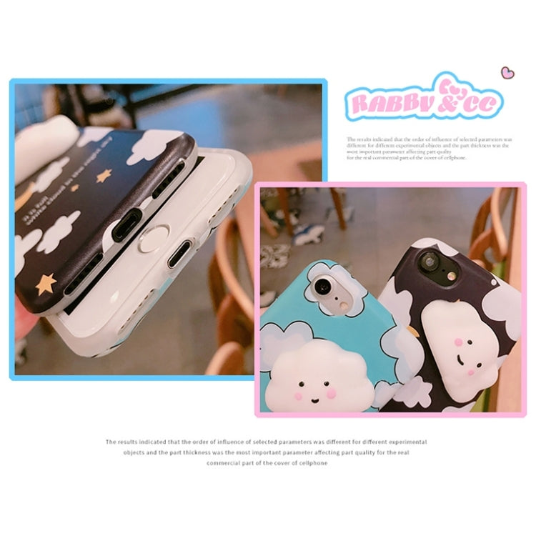 For  iPhone 8 & 7  Lovely Cloud Stars Moon Pattern Squeeze Relief Squishy Dropproof Protective Back Cover Case(Black)