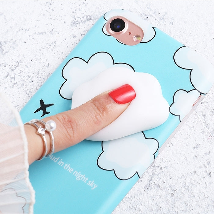 For  iPhone 8 & 7  Lovely Cloud Pattern Squeeze Relief Squishy Dropproof Protective Back Cover Case(Blue)