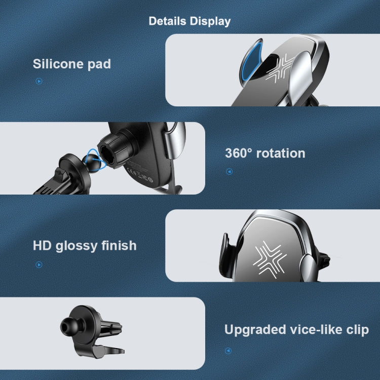 ROCK W28 15W QI Induction Wireless Charging Car Air Outlet Bracket for 4.7-6.5 inch Mobile Phones(Tarnish)