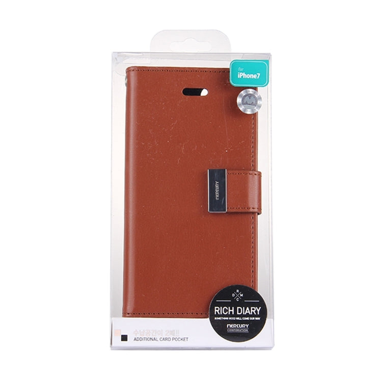 GOOSPERY RICH DIARY for  iPhone 8 & 7  PU + TPU Crazy Horse Texture Horizontal Flip Leather Case with Card Slots & Wallet