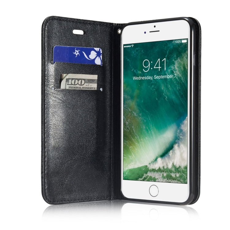 For  iPhone 8 & 7  Double-sided Absorption Splicing Horizontal Flip Leather Case with Holder & Card Slots & Lanyard