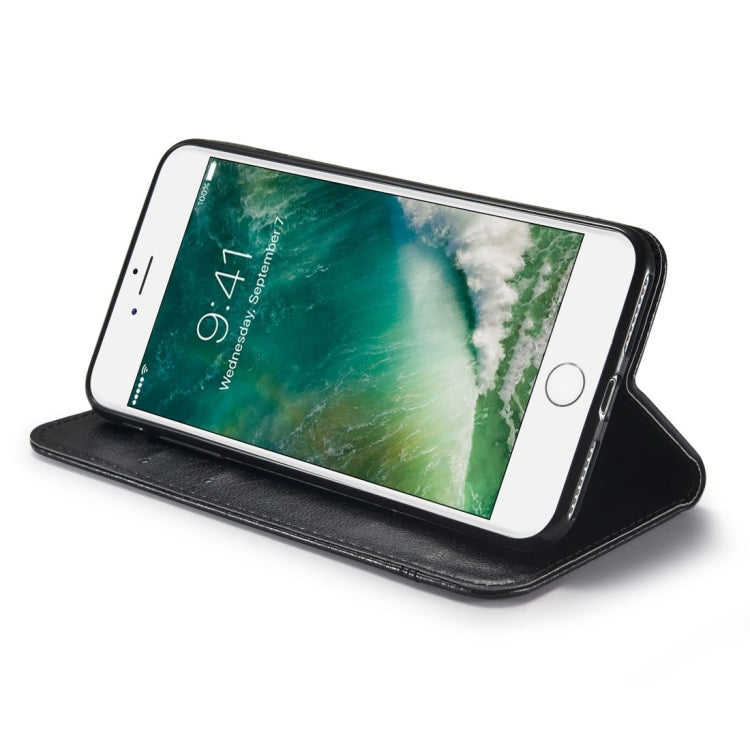 For  iPhone 8 & 7  Double-sided Absorption Splicing Horizontal Flip Leather Case with Holder & Card Slots & Lanyard