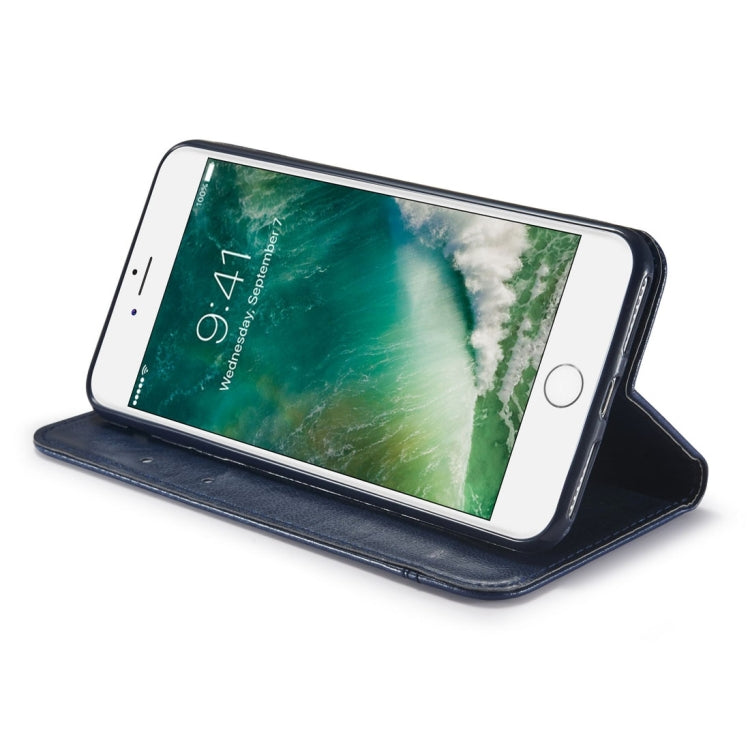 For  iPhone 8 & 7  Double-sided Absorption Splicing Horizontal Flip Leather Case with Holder & Card Slots & Lanyard