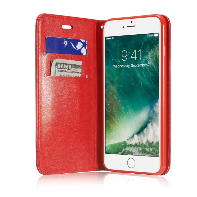 For  iPhone 8 & 7  Double-sided Absorption Splicing Horizontal Flip Leather Case with Holder & Card Slots & Lanyard