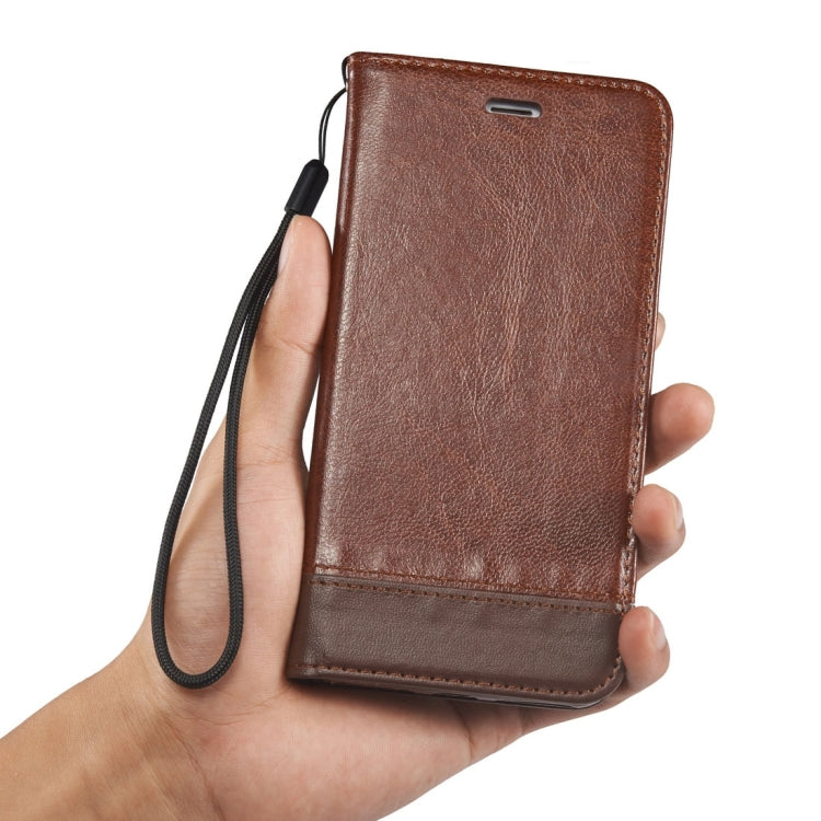 For  iPhone 8 & 7  Double-sided Absorption Splicing Horizontal Flip Leather Case with Holder & Card Slots & Lanyard