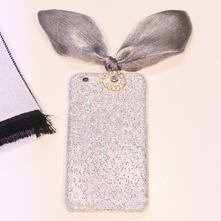For  iPhone 8 & 7  3D Flower Bowknot Glitter Powder Soft TPU Back Cover Case(Silver)